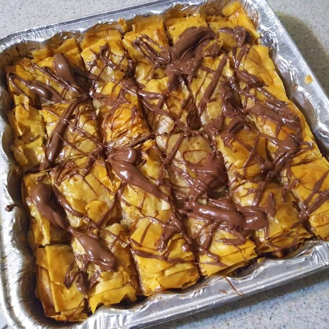 Walnut Chocolate Chip with Hazelnut Drizzle Baklava