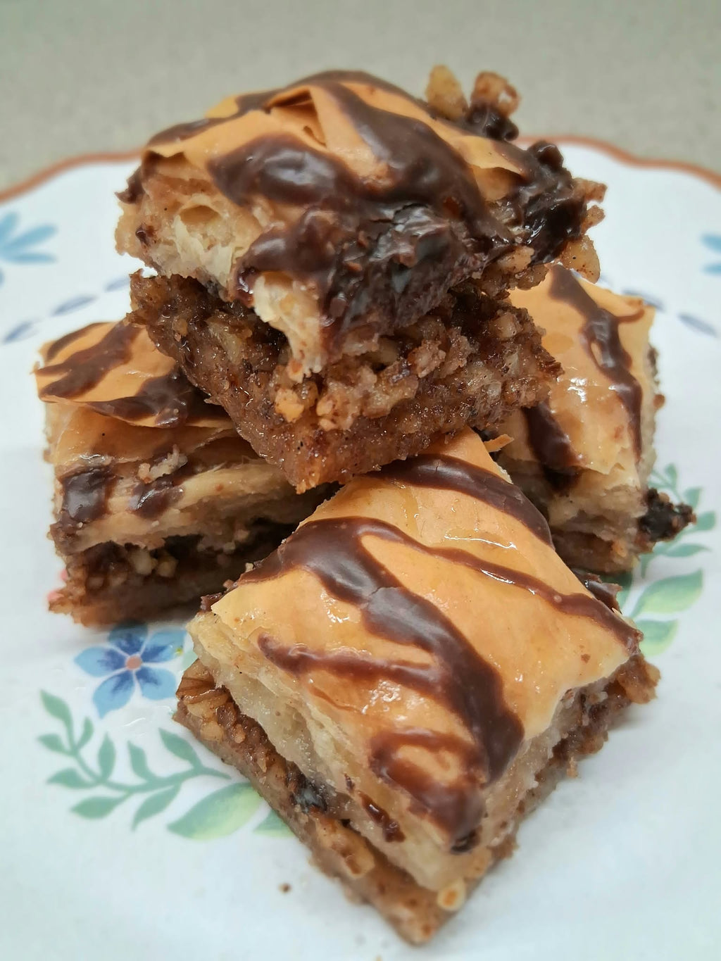 Walnut Chocolate Chip with Hazelnut Drizzle Baklava