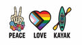 Peace, Love & Kayak sticker