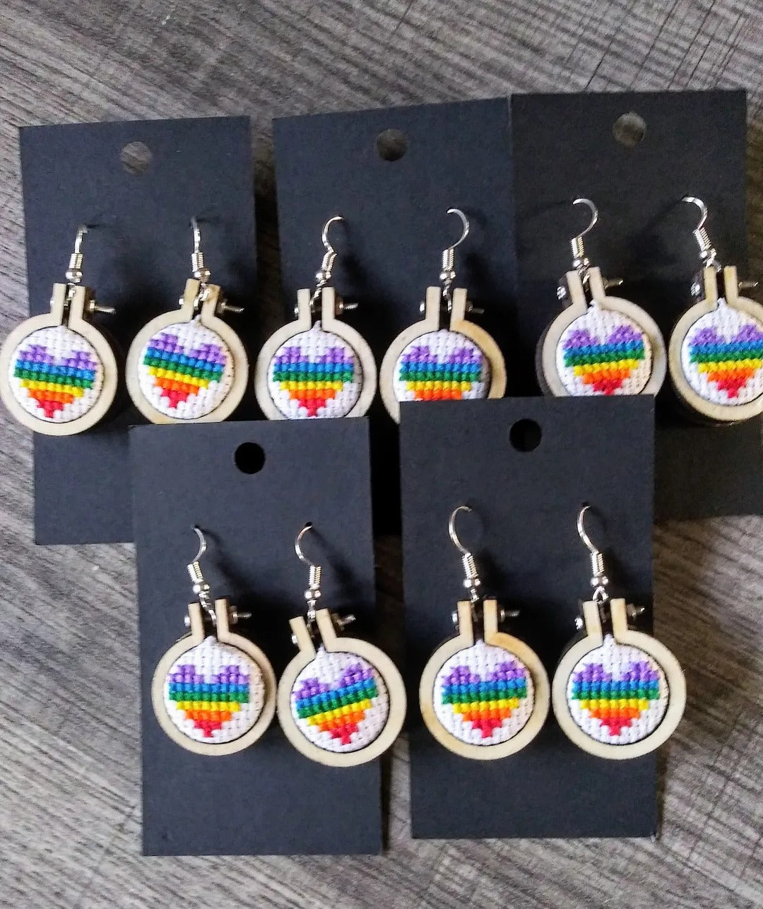Pride cross stitch earrings
